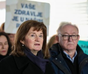03.02.2023., Zagreb - Medicinske sestre i tehnicari odrzali su prosvjed ispred Ministarstva zdravstva. Photo: Slaven Branislav Babic/PIXSELL