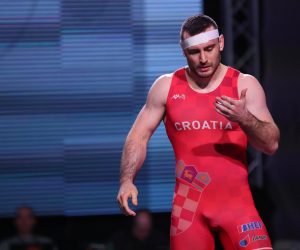 3.02.2023., Dom Sportova, Zagreb - Medjunarodni turnir u hrvanju UWW Grand Prix Ranking Series Zagreb Open 2023. Grcko rimski stil, borba   87 kg, Ivan HUKLEK (CRO)-  Jalgasbay BERDIMURATOV (UZB) Photo: Matija Habljak/PIXSELL