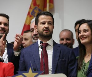 02, April, 2023, Podgorica - Celebration in the election headquarters of the Europe Now Movement, whose candidate Jakov Milatovic won the presidential elections. Jakov Milatovic, Milena Milatovic. Photo: Amir Hamzagic/ATAImages  02, april, 2023, Podgorica - Slavlje u izbornom stabu Pokreta Evropa sad ciji je kandidat Jakov Milatovic pobedio na predsednickim izborima.   Photo: Amir Hamzagic/PIXSELL