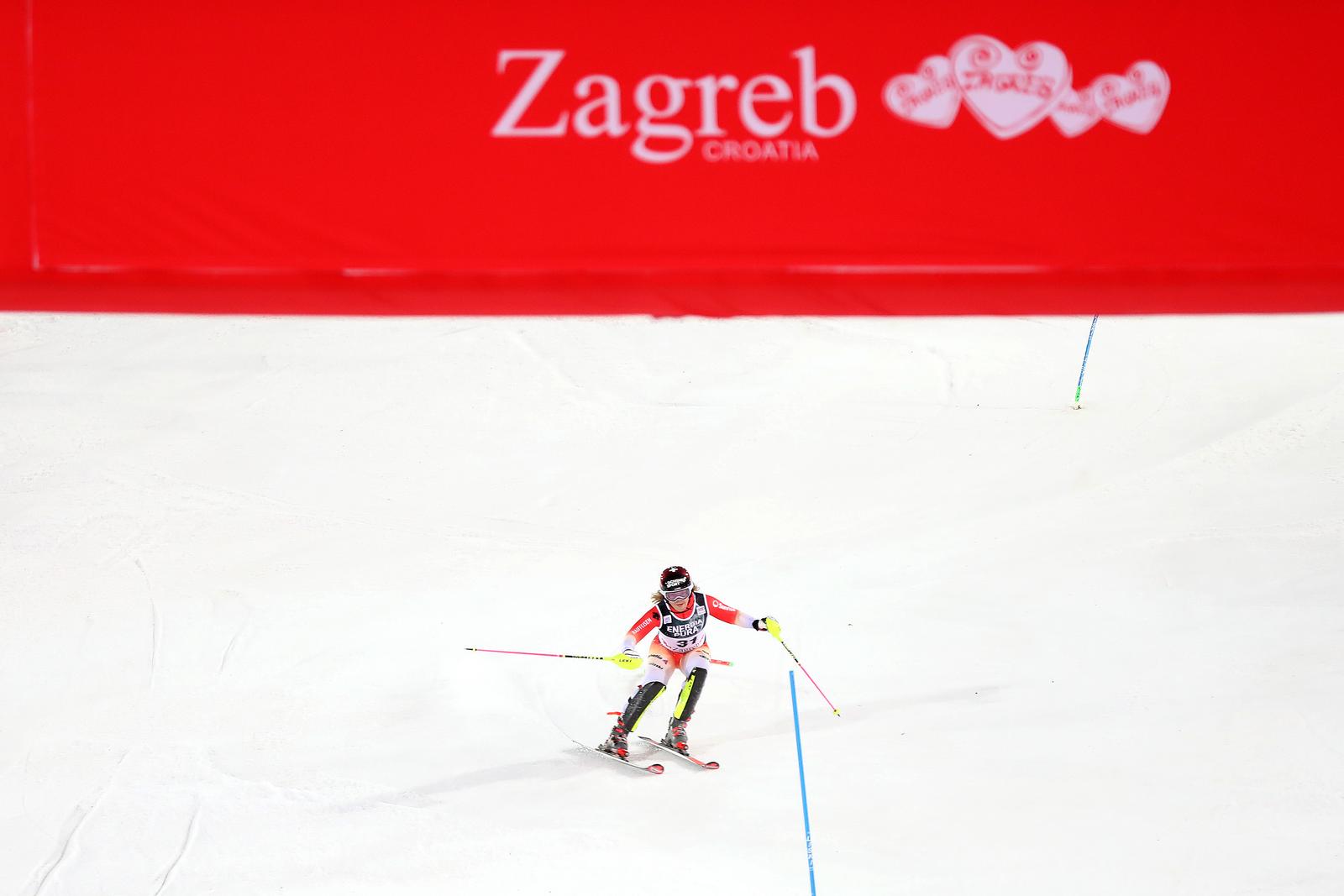 04.01.2023., Zagreb - Druga voznja prve utrke zenskog slaloma Audi FIS Svjetskog skijaskog kupa Snow Queen Trophy 2023.Melanie Meillard.
 Photo: Jurica Galoic/PIXSELL
