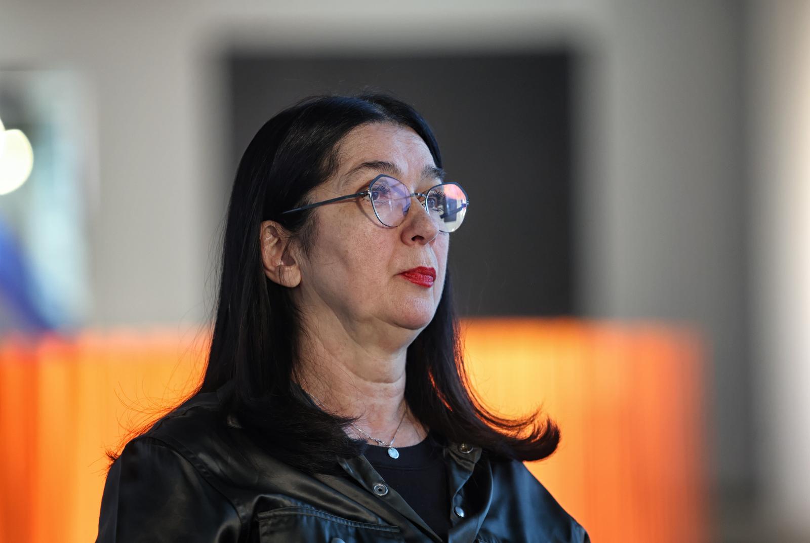 04.04..2023. Zagreb- Konferencija za medije na kojoj su predstavljeni novi postav sa izlozbom "Buducnost" i serijalom "Okidaci".Na pressici su govorili:Jasmina Cibic, Martina Munivrana, Zdenka Badovinac, Emina Visnjic, Jasna Jaksic i Ivan Salacic.   Photo: Boris Scitar/PIXSELL