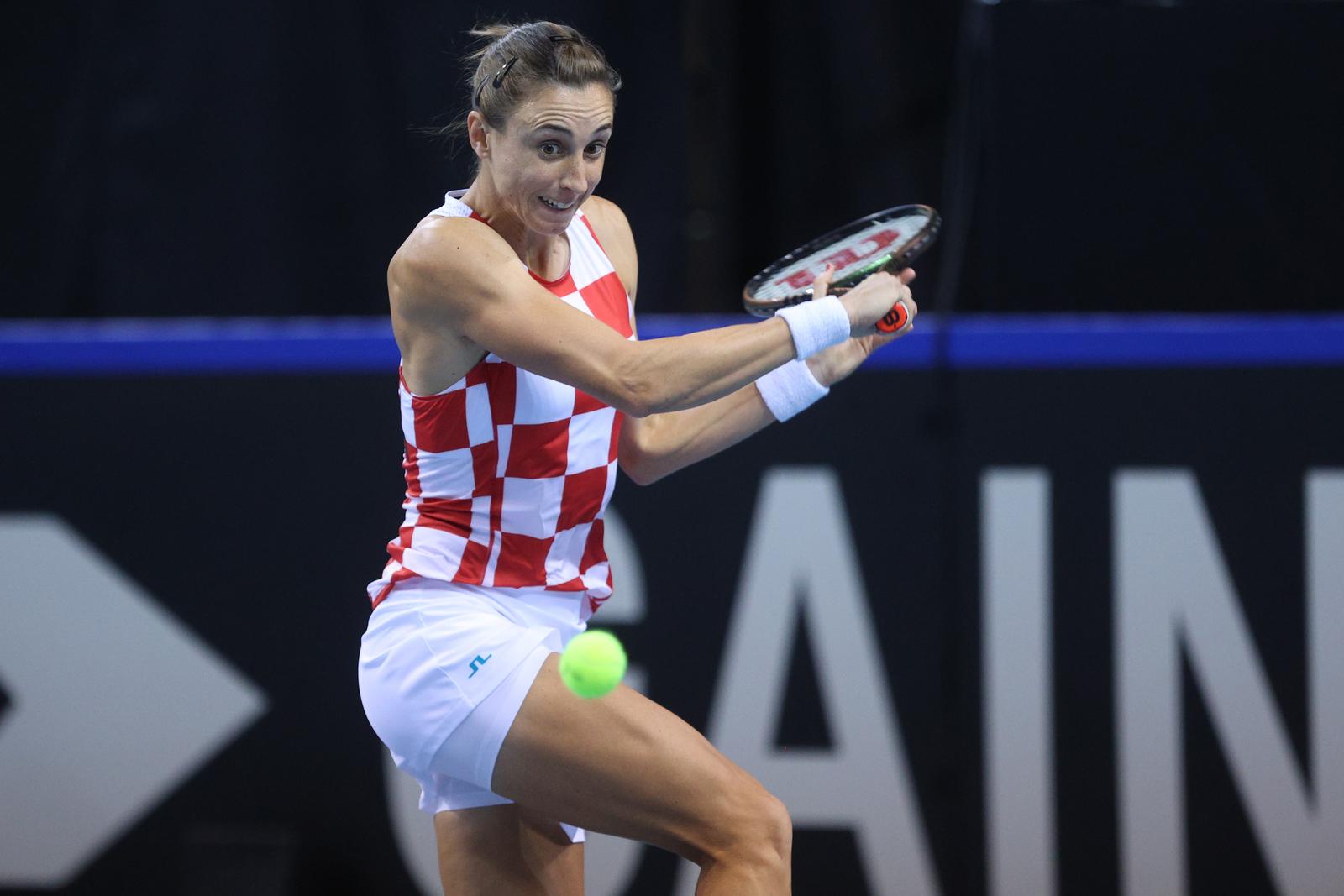 11.11.2022., Rijeka - Billie Jean King Cup, Hrvatska protiv Njemacke, teniski mec izmedu Petre Martic i Eve Lys.   Photo: Nel Pavletic/PIXSELL