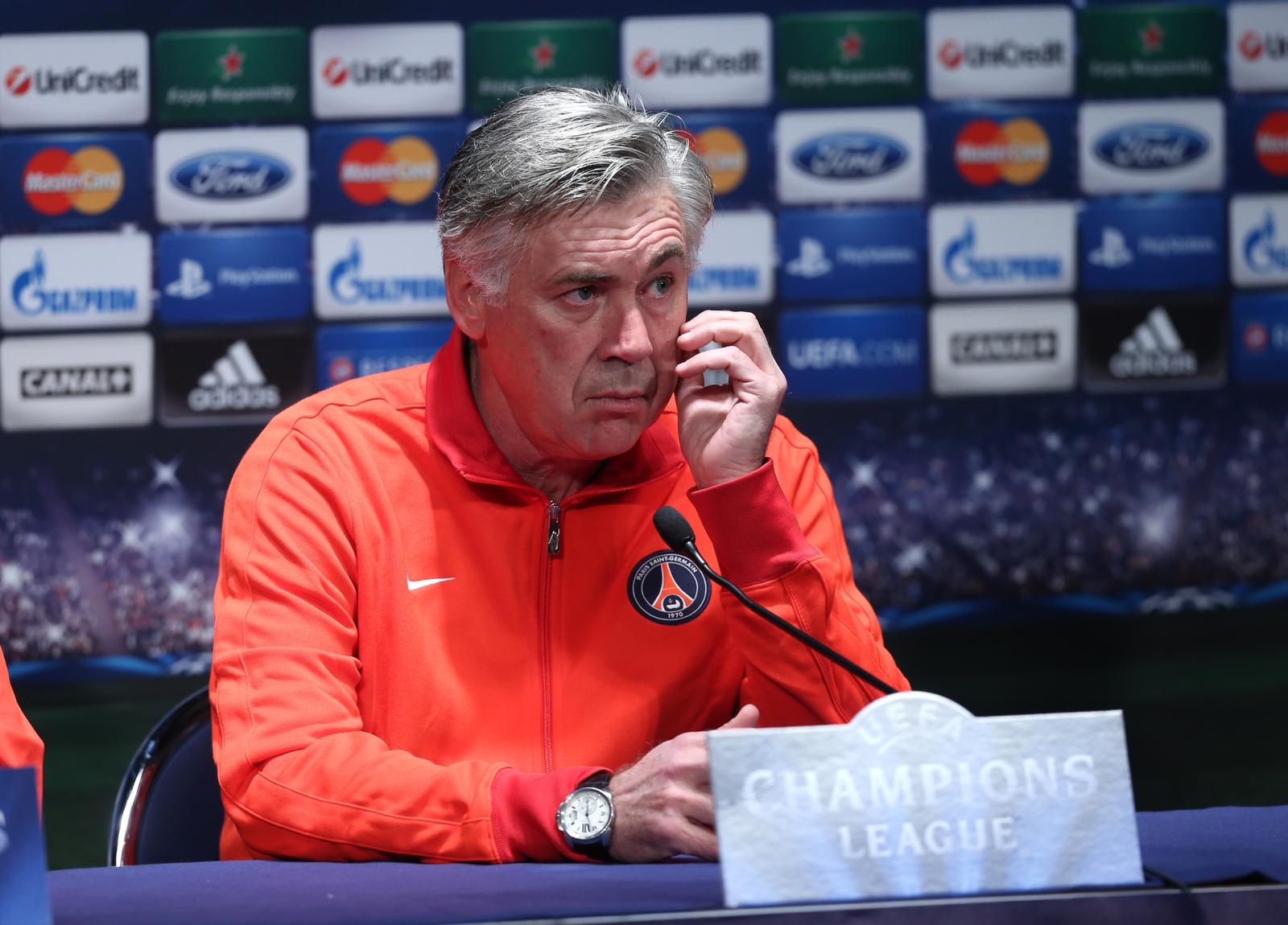 05.11.2012., Pariz, Francuska - Stadion Park Princeva, konferencija za medije Paris Saint Germaina uoci utakmice 4. kola Lige prvaka protiv GNK Dinamo. Carlo Ancelotti.rPhoto: Marko Lukunic/PIXSELL