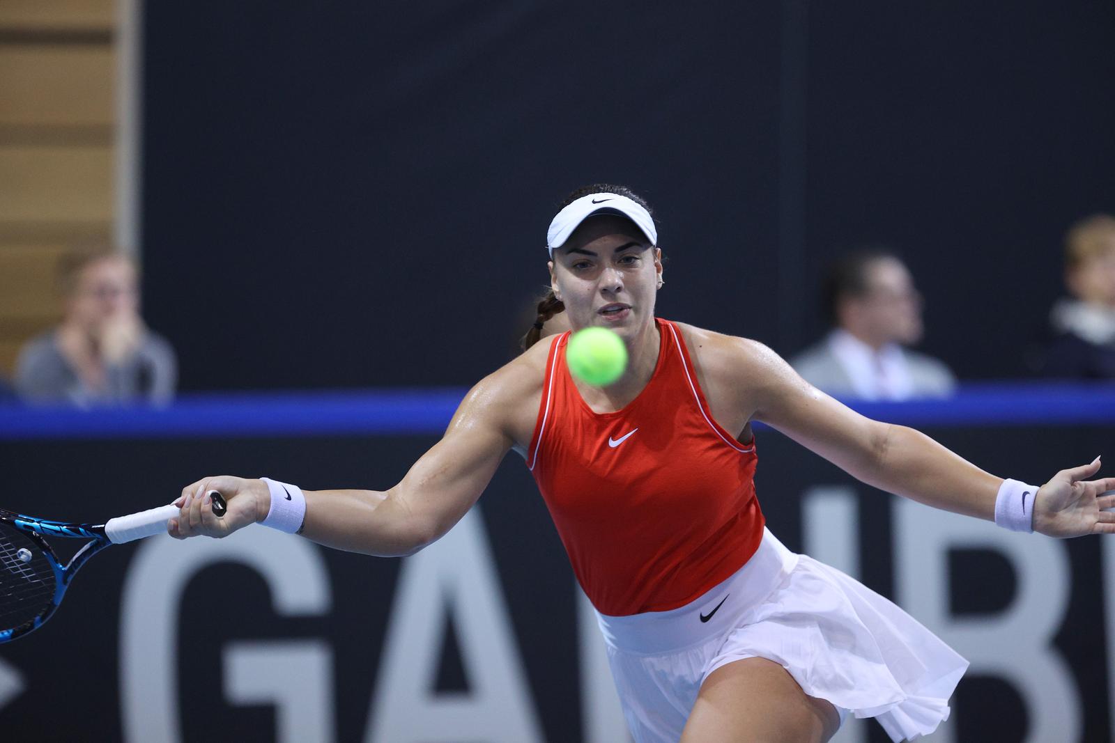 12.11.2022., dvorana Zamet, Rijeka - Billie Jean King Cup, doigravanje za plasman u najvisi rang, Hrvatska - Njemacka. Teniski mec izmedju Ane Konjuh i Jule Niemeier. Ana Konjuh Photo: Nel Pavletic/PIXSELL