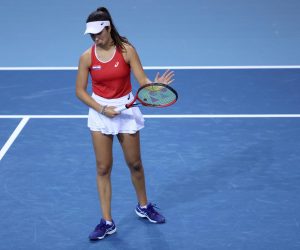 12.11.2022., dvorana Zamet, Rijeka - Billie Jean King Cup, doigravanje za plasman u najvisi rang, Hrvatska - Njemacka. Teniski mec izmedju Petre Marcinko i Anne Lene Friedsam. Petra Marcinko Photo: Nel Pavletic/PIXSELL