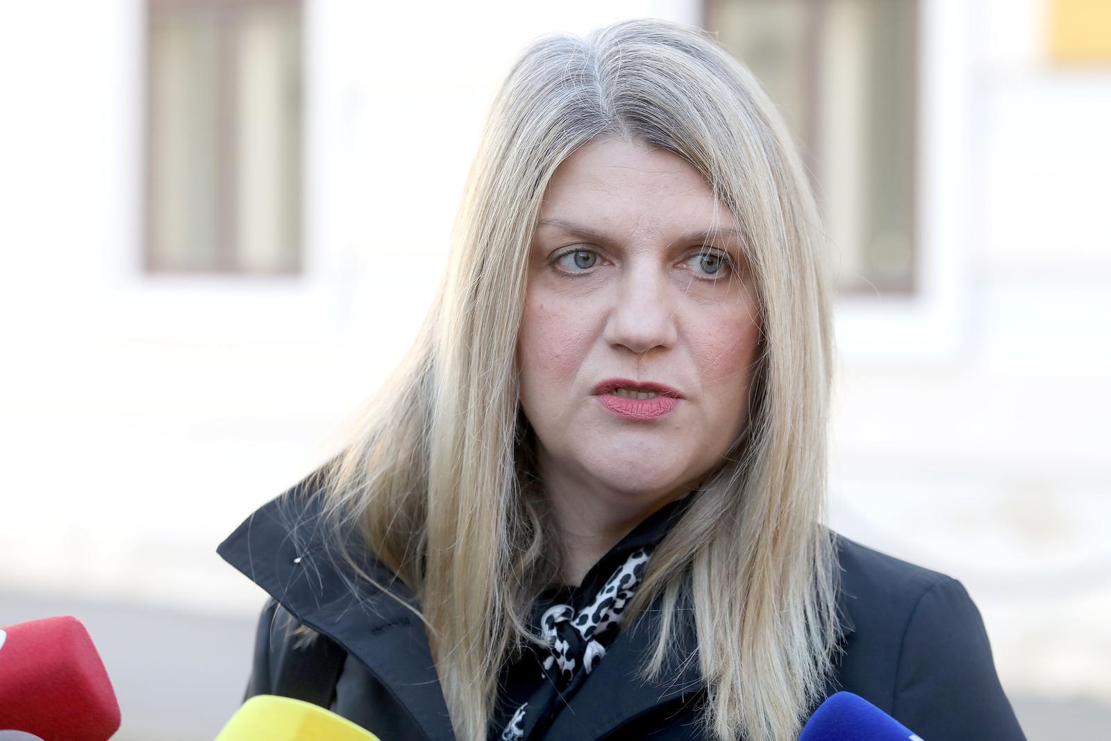 13.02.2020., Zagreb - Povodom Predsjedanja Hrvatske Vijecem Europske unije Gong je organizirao konferenciju za medije na Trgu svetog Marka na kojoj je govorila Oriana Ivkovic Novokmet, izvrsna direktorica Gonga.rPhoto: Patrik Macek/PIXSELL