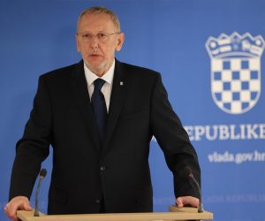 13.04.2023., Zagreb - Potpredsjednik Vlade i ministar unutarnjih poslova Davor Bozinovic odrzao je konferenciju za medije nakon sjednice Vlade RH u Nacionalnoj i sveucilisnoj knjiznici. Photo: Marko Prpic/PIXSELL