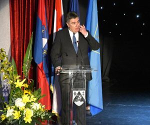 13.04.2023., Koprivnica - U zgradi "Domoljub" odrzana je svecana sjednica Zupanijske skupstine Koprivnicko-krizevacke zupanije u povodu obiljezavanja Dana zupanije i 30. obljetnice Koprivnicko-krizevacke zupanije. Predsjednik RH Zoran Milanovic Photo: Damir Spehar/PIXSELL