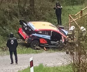 13.04.2023., Lobor - Tijekom trening voznje uoci natjecanja WRC Croatia Rally doslo je do slijetanja vozila s ceste pri cemu je smrtno stradao vozac, dok je suvozac prosao bez ozlijeda. Photo: Zagorje International/PIXSELL