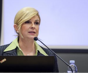 14.03.2023., Zagreb - Otovrenje Multiplier Sport Eventa u Zagrebackoj skoli ekonomije i menadjementa. Kolinda Grabar Kitarovic Photo: Luka Stanzl/PIXSELL