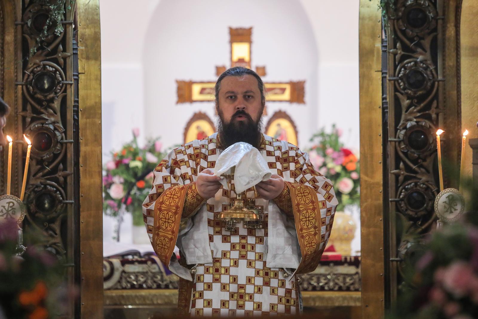 16.04.2023., Zagreb - Pravoslavni Uskrs ove godine u Zagrebu bio je proslavljen bogosluzjem u hramu Preobrazenja Gospodnjeg na Cvjetnom trgu, kojega je sluzio episkop marcanski Sava, vikar patrijarha srpskog Porfirija. Photo: Tomislav Miletic/PIXSEL/PIXSELL