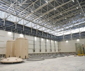 17.03.2023., Krsko,  Nuklearna elektrana Krsko.  Prezentacija suhog skladistenja istrosenog goriva i obilazak skladista. Photo: Emica Elvedji/PIXSELL
