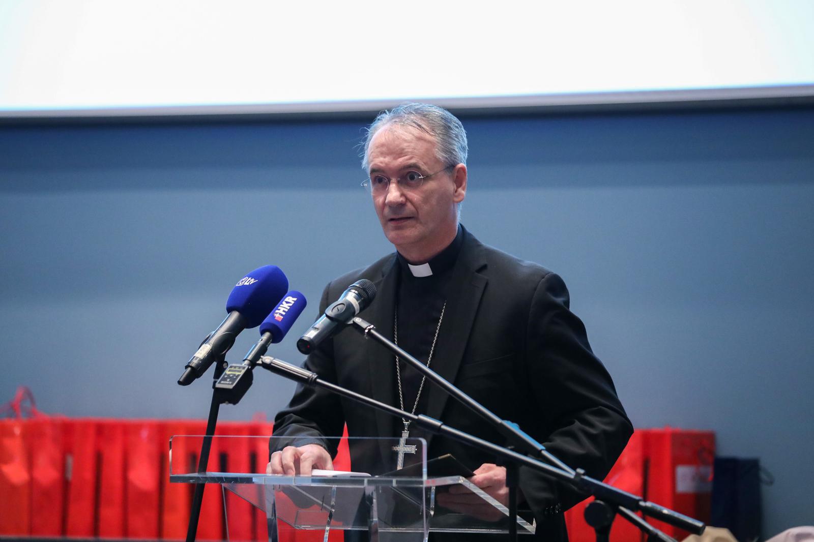 18.04.2023., Zagreb - Obiljezena je 30. godisnjica djelovanja Informativne katolicke agencije i 25. godisnjice emitiranja Hrvatskog katolickog radija. Obljetnici su prisustvovali zagrebacki nadbiskup Drazen Kutlesa i ministrica kulture i medija Nina Obuljen Korzinek. Photo: Slaven Branislav Babic/PIXSELL