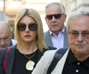 18.07.2018.., Zagreb - Pred sutkinjom Majom Stampar Stipic na Zupanijskom sudu odrzalo se pripremno rociste u predmetu INA-MOL u kojem su optuzeni Ivo Sanader i Zsolt Tamas Hernadi. Cedo Prodanovic, Laura Valkovic, Ivo Sanader i Goran Mikulicic dolaze na sud. rPhoto: Goran Stanzl/PIXSELL