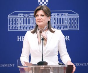 19.04.2023., Zagreb - Na konferenciji za medije  odrzanoj u Saboru o temi "Dopis DORH-u i Europskoj komisiji zbog protupravnog djelovanja pojedinaca vezanih uz PPD, i krsenja hrvatskih zakona i europskih normi od strane Vlade RH" govorila je zastupnica Karolina Vidovic Kristo.
 Photo: Patrik Macek/PIXSELL