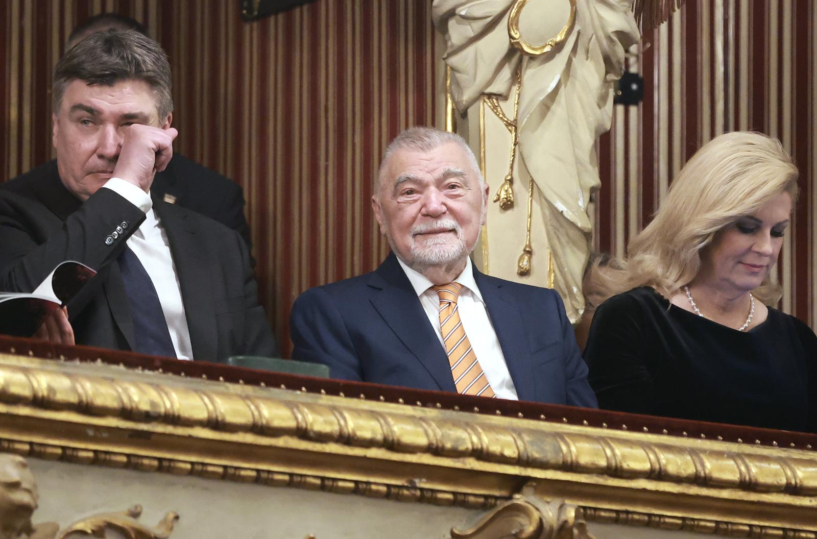 22.04.2023., Zagreb - HNK (Hrvatsko narodno kazaliste). praizvedba prve opere u skladateljskoj karijeri bivseg hrvatskog predsjednika, profesora emeritusa Ive Josipovića opera "John Lennon". Photo: Sanjin Strukic/PIXSELL