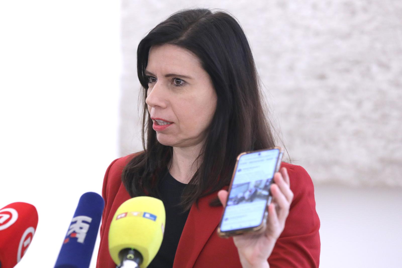 23.03.2023., Zagreb - Na konferenciji za medije odrzanoj u Saboru o optuznici DORH-a i drugim temema govorila je zastupnica Katrina Peovic. Photo: Patrik Macek/PIXSELL