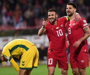 24, March, 2023, Belgrade - The match of the first round of group G qualification for the 2024 European Championship between the football teams of Serbia and Lithuania played at the Rajko Mitic stadium. Dusan Tadic, #10 (Serbia), Aleksandar Mitrovic, #9 (Serbia).  Photo: Dusan Milenkovic/ATAImages

24, mart, 2023, Beograd  - Utakmica prvog kola grupe G kvalifikacija za Evropsko prvenstvo 2024. godine izmedju fudbalskih reprezentacija Srbije i Litvanije odigrana na stadionu Rajko Mitic. Photo: Dusan Milenkovic/ATAImages Photo: Dusan Milenkovic/ATA Images/PIXSELL