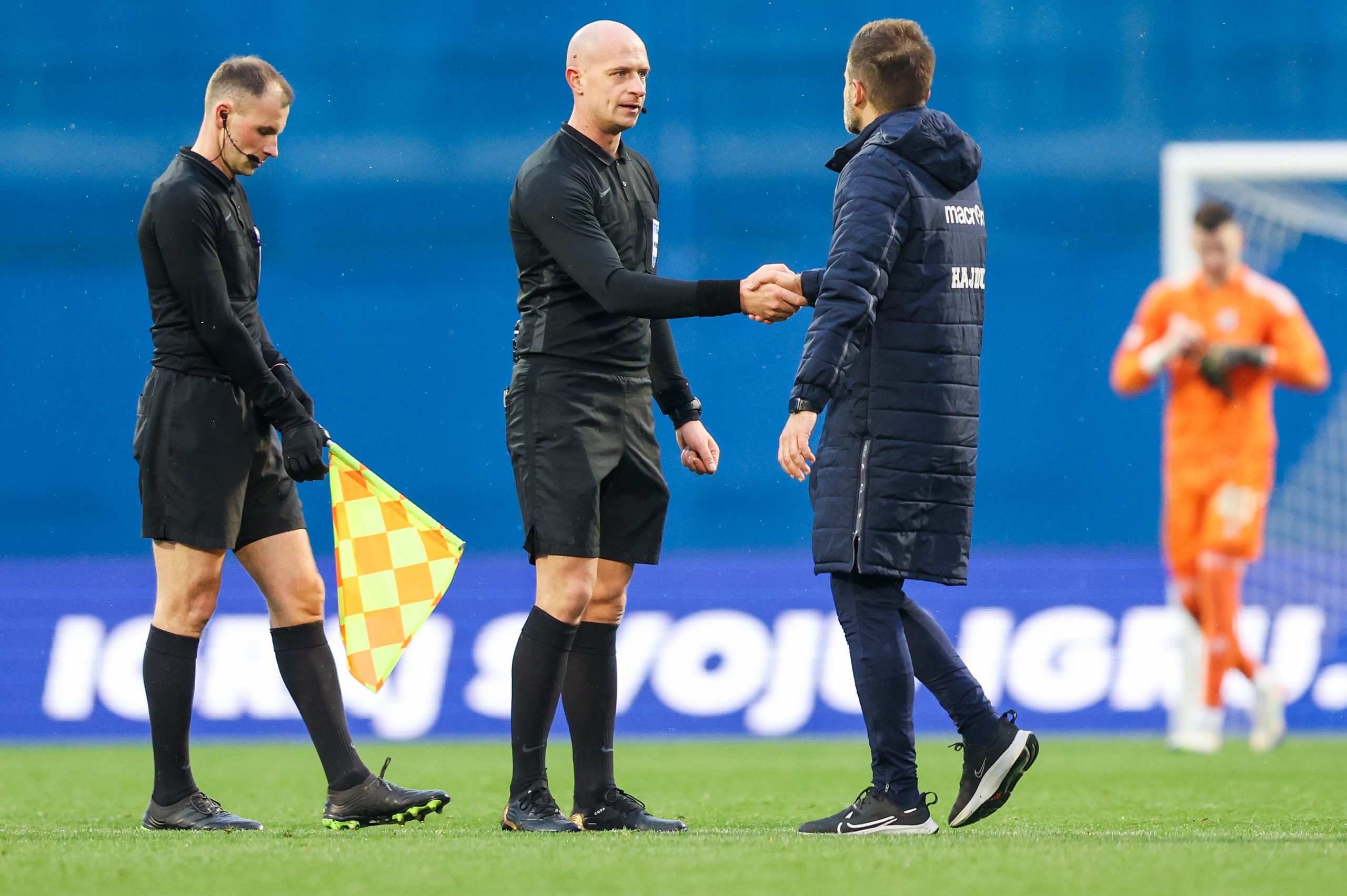 26.02.2023., stadion Maksimir, Zagreb - SuperSport HNL, 23. kolo, GNK Dinamo - HNK Hajduk. Sudac Dario Bel i trener Hajduka Ivan Leko. Photo: Igor Kralj/PIXSELL