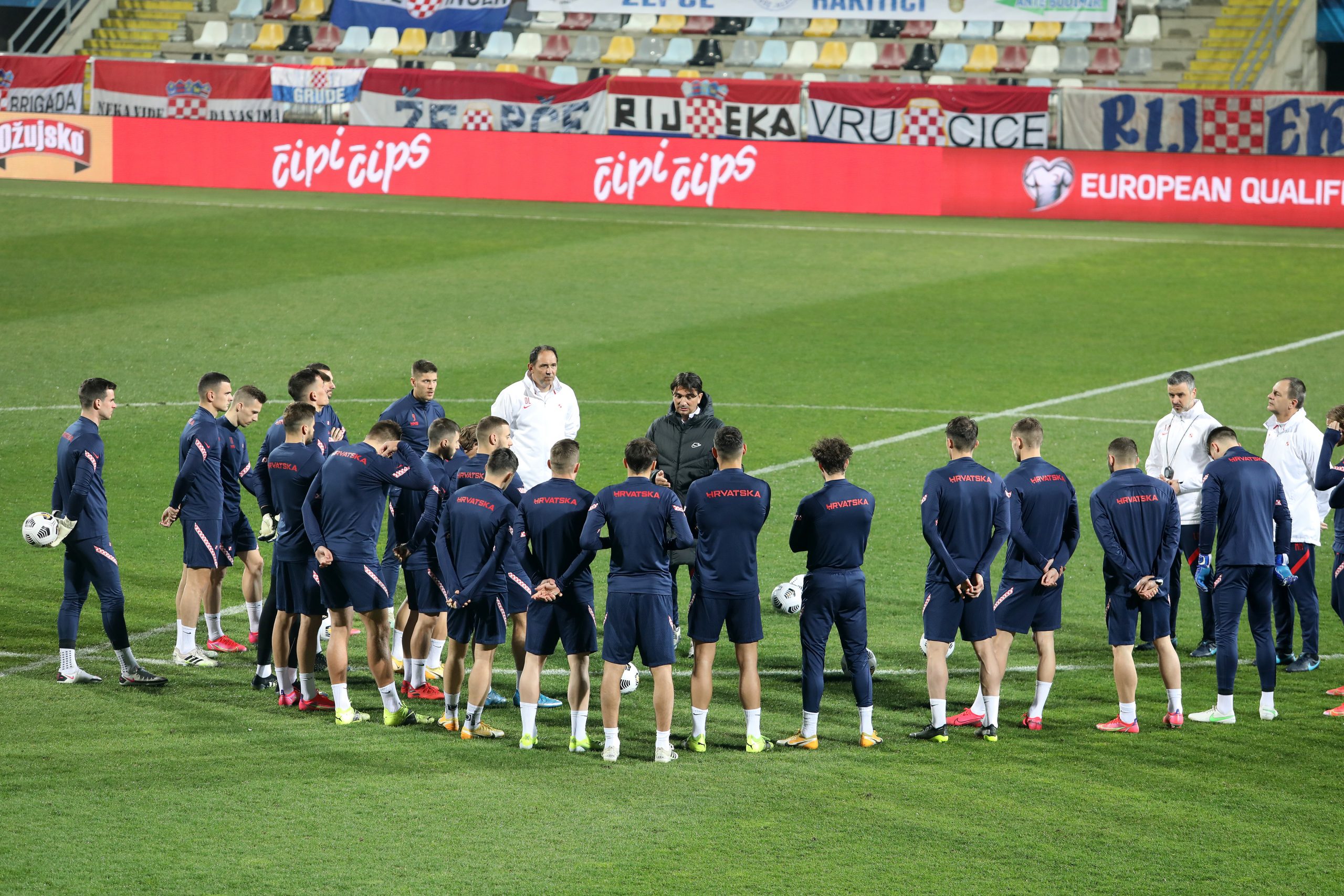 26.03.2021., Rijeka - Trening Hrvatske nogometne reprezentacije na stadi0on u Rujevica uoci susreta sa Ciprom.rPhoto: Goran Kovacic/PIXSELL