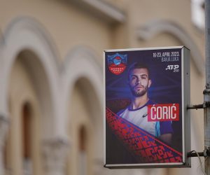 27.03.2023., centar grada, Banjaluka (BiH) – Kroz tri tjednoa , od 17. do 23. travnja u Banjaluci se odrzava ATP turnir „Srpska Open“ a svoje ucesce su potvrdila velika teniska imena: Novak Djokovic, Andrej Rubljov, Stanislas Wawrinka, Borna Coric, Gaël Sébastien Monfils, Richard Gasquet, Fabio Fognini, Laslo Djere, Filip Krajinovic i mnogi drugi. Danas su u centru Banjaluke postavljeni bilbordi koji najavljuju ovaj teniski spektakl.
 Photo: Dejan Rakita/PIXSELL
