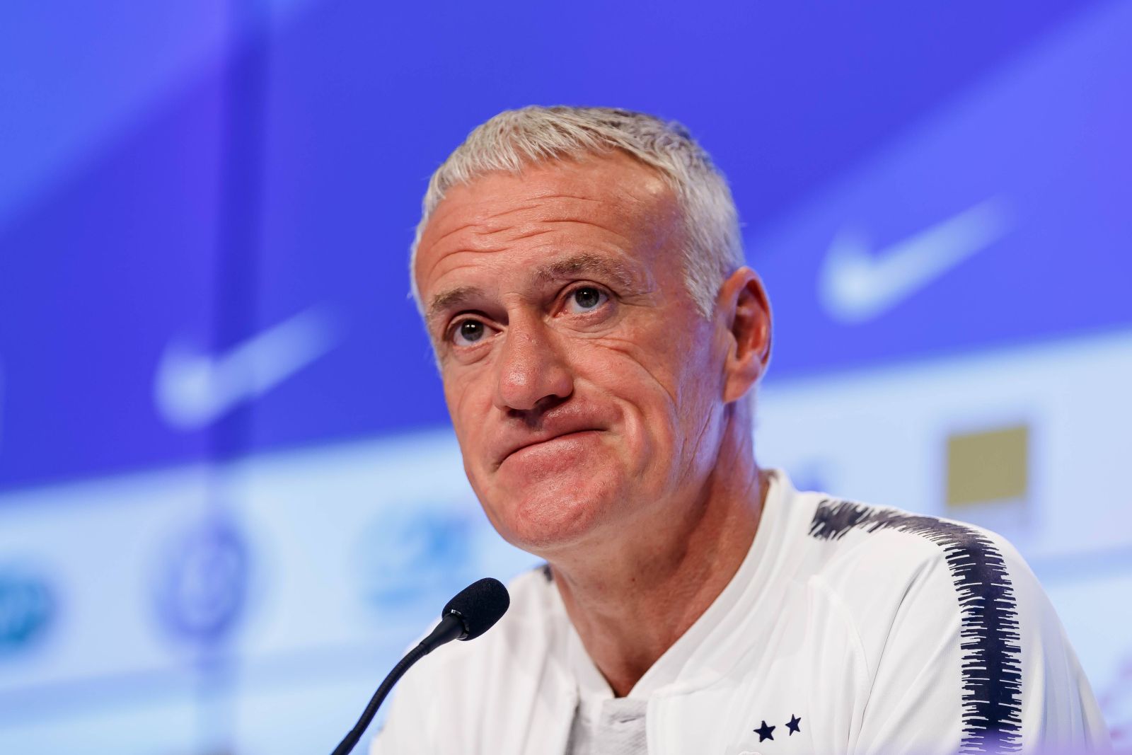 Sport Bilder des Tages Muenchen, Germany, 05.09.2018 Pressekonferenz mit Trainer Didier Deschamps (FRA), (FRA) Trainer Didier Deschamps (FRA) ( DeFodi507 *** Muenchen Germany 05 09 2018 Press conference with coach Didier Deschamps FRA FRA trainer Didier Deschamps FRA DeFodi507