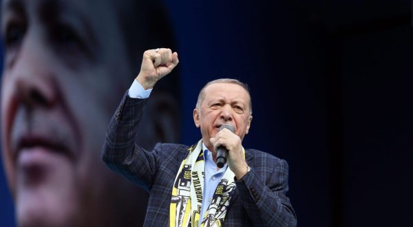 epa10600470 Turkish President Recep Tayyip Erdogan speaks during his elections campaign rally in Ankara, Turkey, 30 April 2023. General elections will be held in Turkey on 14 May 2023 with a two-round voting to elect the President of Turkey and parliamentary elections held simultaneously to elect the members the Grand National Assembly of Turkey.  EPA/NECATI SAVAS