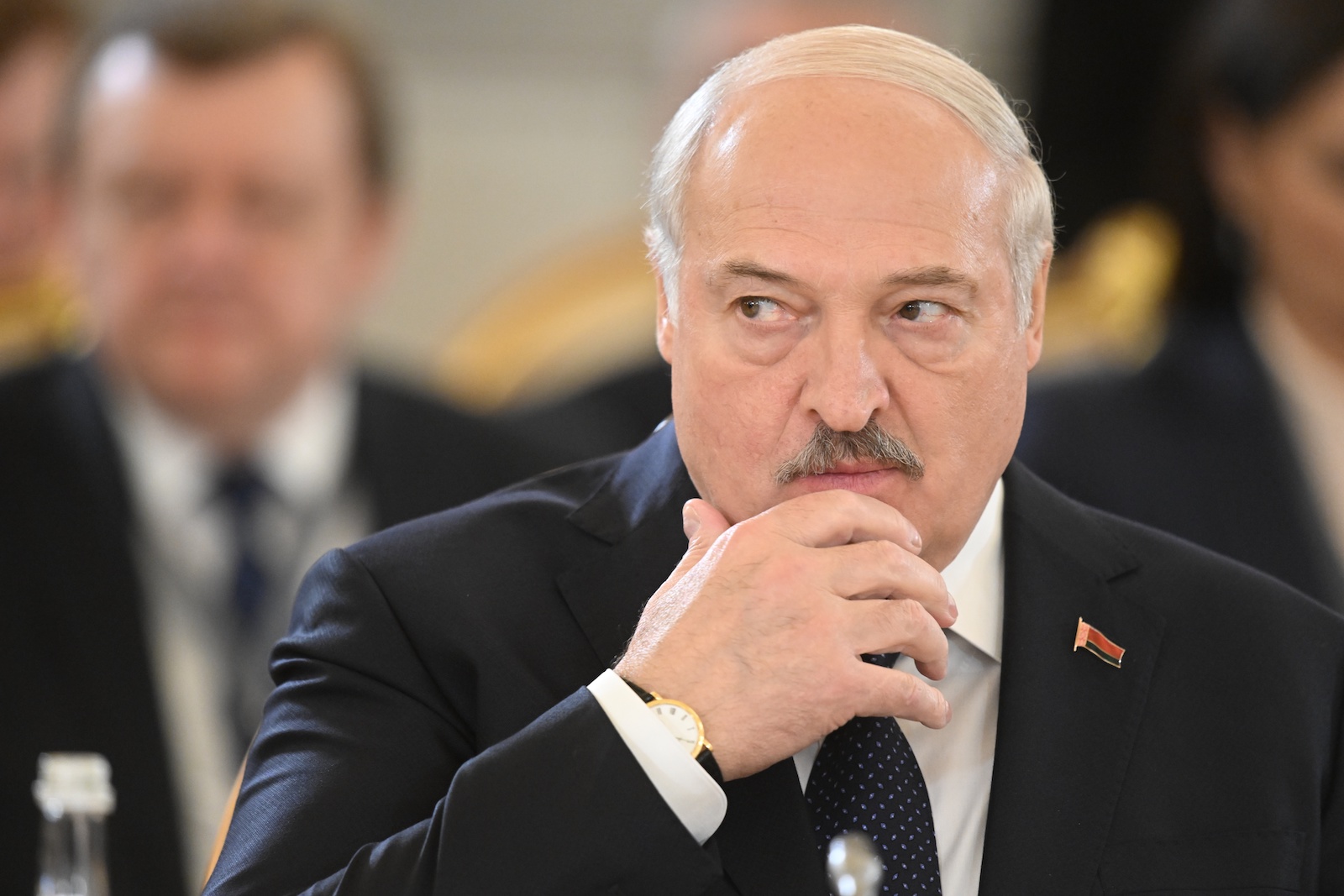 epa10653120 Belarusian President Alexander Lukashenko attends an expanded format meeting of the Supreme Eurasian Economic Council at the Kremlin in Moscow, Russia, 25 May 2023.  EPA/ILYA PITALEV / SPUTNIK / KREMLIN POOL MANDATORY CREDIT