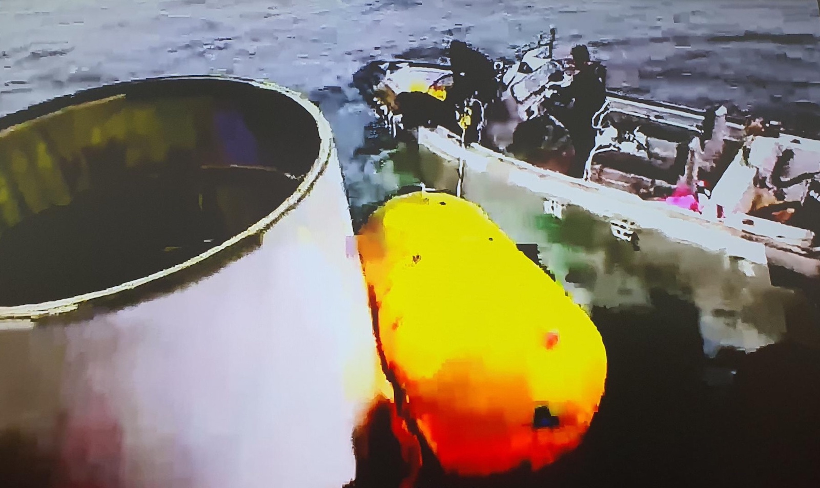 epa10664115 A handout photo made available by the South Korean Defense Ministry shows an object salvaged by South Korea's military that is presumed to be part of the North Korean military spy satellite that crashed into sea following a launch failure, in the Yellow Sea, South Korea, 31 May 2023. According to South Korea's Joint Chiefs of Staff (JCS) North Korea launched Military Spy Satellite early morning. A statement released by Notrh Korean state media said that a rocket carrying a military spy satellite it launched earlier in the day crashed into the sea due to an engine problem and that the country plans to carry out its second launch 'as soon as possible.'  EPA/South Korean Defense Ministry / HANDOUT BEST QUALITY AVAILABLE HANDOUT EDITORIAL USE ONLY/NO SALES