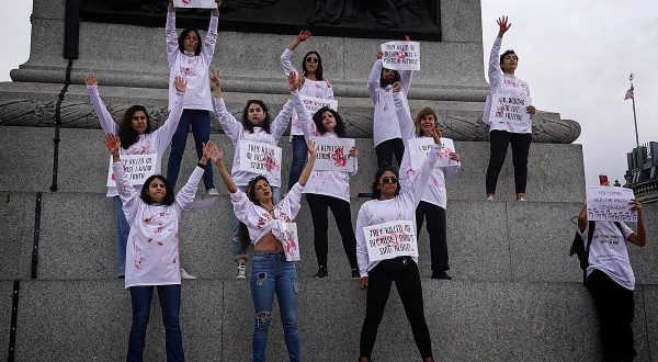 Photos of various protests in London in solidarity with Mahsa Amini.