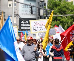 01.05.2022., Zagreb - Savez samostalnih sindikata Hrvatske (SSSH) ovogodisnji Medjunarodni praznik rada obiljezava organiziranjem prosvjednog marsa i prosvjeda pod sloganom "Za Hrvatsku zadovoljnih radnika". Photo: Emica Elvedji/PIXSELL