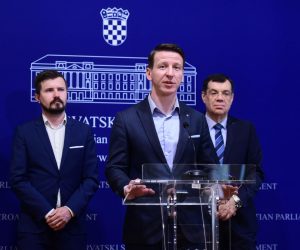 3.5.2023., Zagreb -  Na konferenciji za medije Kluba zastupnika Fokusa i Reformista odrzanoj u Saboru o temi „Osvrt na najavu porezne reforme Vlade Republike Hrvatske“ govorio je zastupnik Davor Nadji. Photo: Neva Zganec/PIXSELL