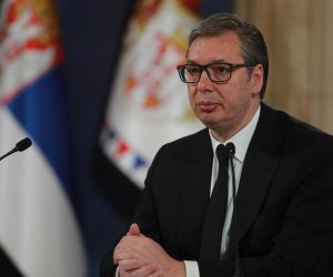 03, May, 2023, Belgrade - Press conference of the President of the Republic of Serbia, Aleksandar Vucic, regarding the tragedy at the "Vladislav Ribnikar" Elementary School, where this morning a seventh-grade student killed eight students and a security guard, and injured six students and one teacher. Aleksandar Vucic. Photo: Milos Tesic/ATAImages

03, maj, 2023, Beograd - Konferencija za medije predsednika Republike Srbije Aleksandra Vucica povodom tragedije u Osnovnoj skoli "Vladislav Ribnikar” gde je jutros ucenik sedmog razreda ubio osam ucenika i radnika obezbedjenja, a sest ucenika i jednu nastavnicu ranio. Photo: Milos Tesic/ATAImages Photo: Milos Tesic/ATAImages/PIXSELL