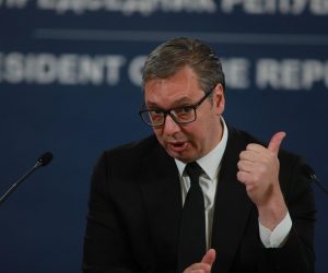 03, May, 2023, Belgrade - Press conference of the President of the Republic of Serbia, Aleksandar Vucic, regarding the tragedy at the "Vladislav Ribnikar" Elementary School, where this morning a seventh-grade student killed eight students and a security guard, and injured six students and one teacher. Aleksandar Vucic. Photo: Milos Tesic/ATAImages

03, maj, 2023, Beograd - Konferencija za medije predsednika Republike Srbije Aleksandra Vucica povodom tragedije u Osnovnoj skoli "Vladislav Ribnikar” gde je jutros ucenik sedmog razreda ubio osam ucenika i radnika obezbedjenja, a sest ucenika i jednu nastavnicu ranio. Photo: Milos Tesic/ATAImages Photo: Milos Tesic/ATAImages/PIXSELL