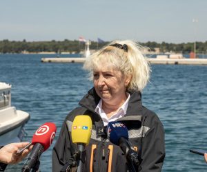 04.05.2023., Pula -
Konferencija za medije o nestalim ribare odrzana je ispred Lucke kapetanije u Puli, a medijima se obratila Kapetanica pulske Lucke kapetanije, Dolores Brenko Skerjanc.
 Photo: Srecko Niketic/PIXSELL