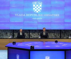 04.05.2023., Zagreb - U Nacionalnoj i sveucilisnoj knjiznici odrzana je 213. sjednica Vlade Republike Hrvatske. potpredsjednik Vlade i ministar unutarnjih poslova Davor Bozinovic, potpredsjednik Vlade i ministar branitelja Tomo Medved, predsjednik Vlade RH Andrej Plenkovic Photo: Jurica Galoic/PIXSELL