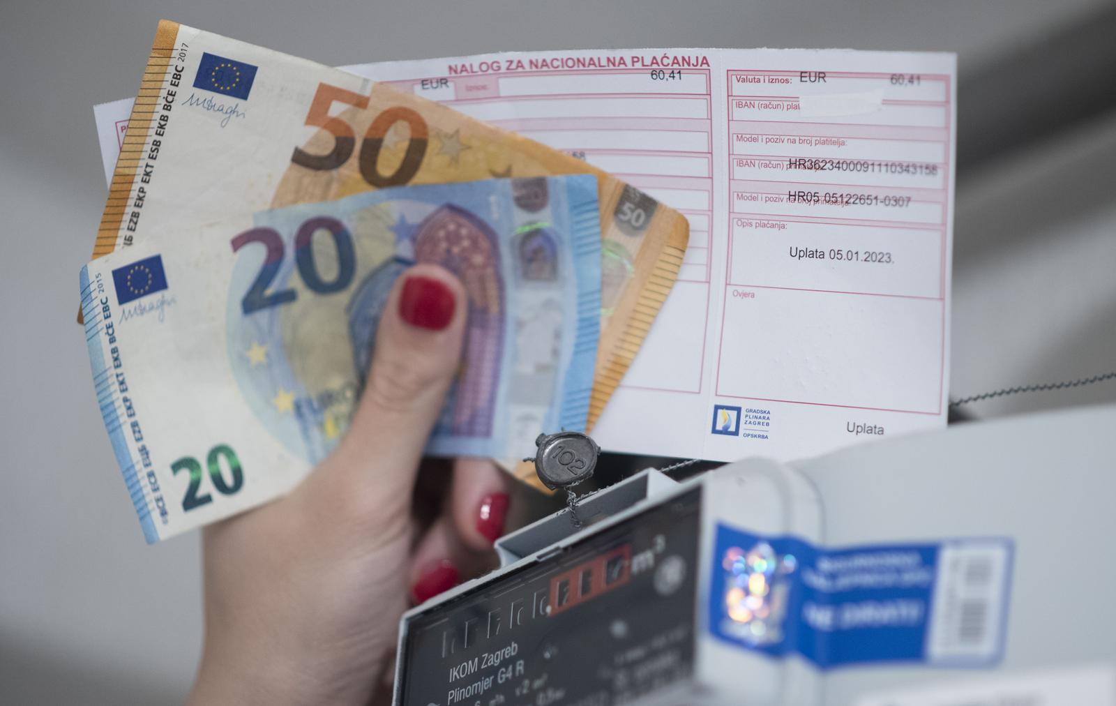 5.1.2023., Zagreb - Cijena racuna za plin iskazana u eurima. Photo: Neva Zganec/PIXSELL