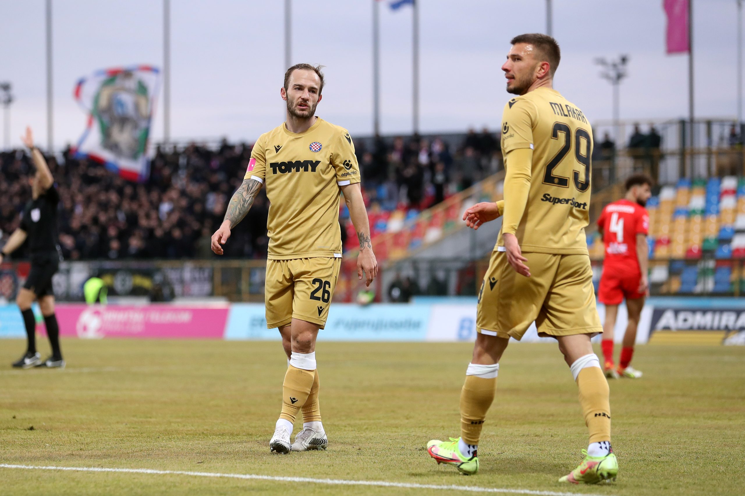 05.02.2022., Gradski stadion, Velika Gorica - Hrvatski Telekom Prva liga, 22. kolo, HNK Gorica - HNK Hajduk. Jan Mlakar, Gergo Lovrencsics.  Photo: Luka Stanzl/PIXSELL