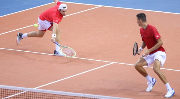 05.02.2023. dvorana Zamet, Rijeka - Kvalifikacijski susret Davis Cupa izmedju Hrvatske i Austrije. Dodig/Mektic - Erler/Miedler.   Photo: Nel Pavletic/PIXSELL