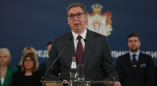 05, May, 2023, Belgrade -The President of Serbia, Aleksandar Vucic, and members of the Government addressed the citizens regarding the terrorist act in Mladenovac. Aleksandar Vucic. Photo: Milos Tesic/ATAImages

05, maj, 2023, Beograd - Predsednik Srbije Aleksandar Vucic i clanovi Vlade obratili su se gradjanima povodom teroristickog akta u Mladenovcu. Photo: Milos Tesic/ATAImages Photo: Milos Tesic/ATA Images/PIXSELL