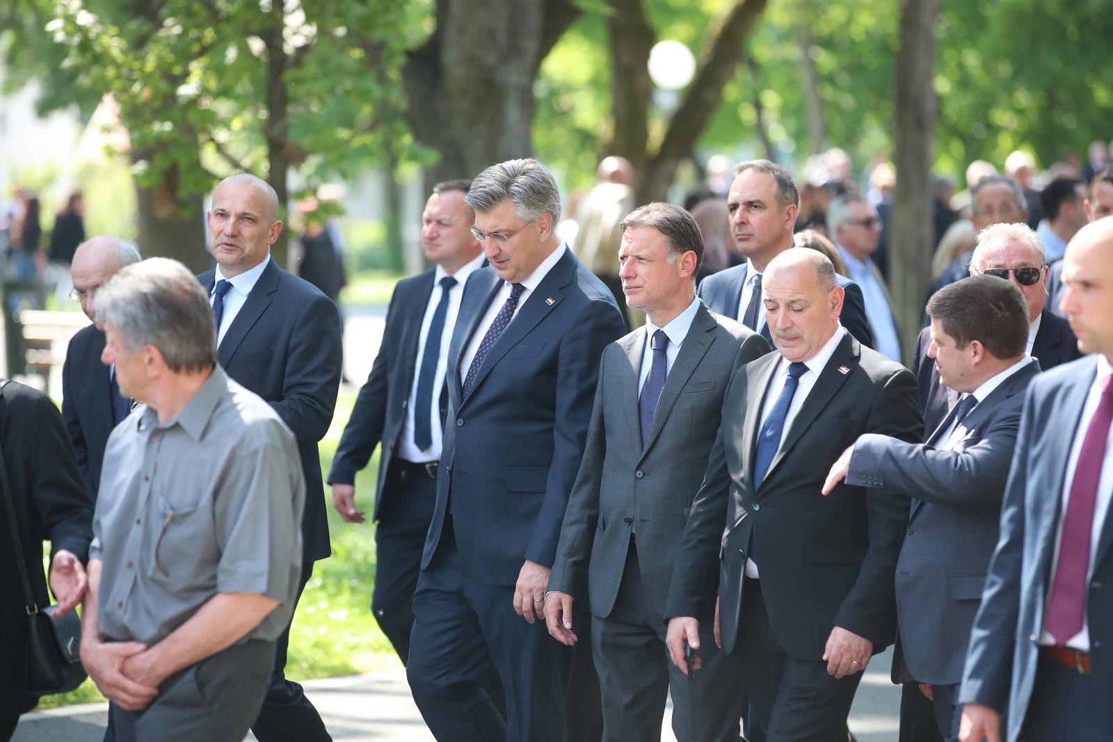 05.05.2023.,Zagreb - Posljednji ispracaj Nikice Valentica,  bivseg  hrvatskog premijera i saborskog zastupnika HDZ-a .Andrej Plenkovic, Tomo Medved, Goradn Jandrokovic, Oleg Butkovic Photo: Matija Habljak/PIXSELL