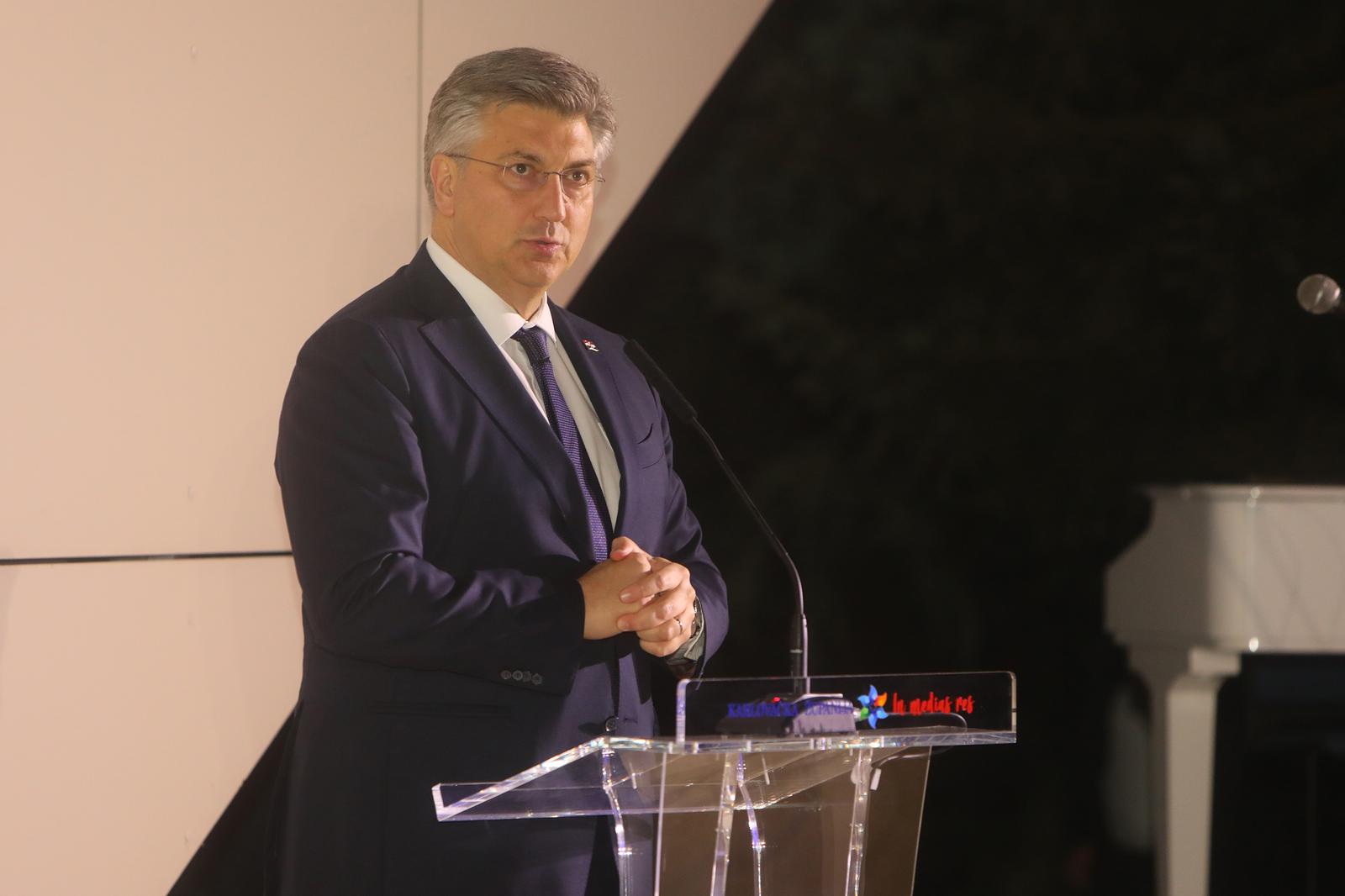 08.05.2023., Karlovac - Svecano je otvoren Nikola Tesla Experience Centar, vrijedan 5,85 milijuna eura . Otvorenju su nazocili premijer Andrej Plenkovic, ministri  regionalnoga razvoja i fondova Europske unije Sime Erlic, ministrica turizma i sporta Nikolina Brnjac te ministrica kulture i medija Nina Obuljen Korzinek. Photo: Kristina Stedul Fabac/PIXSELL