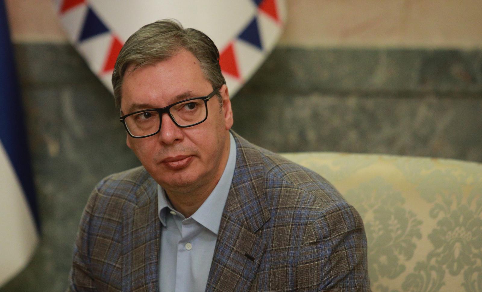 12, May, 2023, Belgrade - In the Presidency of Serbia, the President of the Republic of Serbia, Aleksandar Vucic, met with the EU's special representative for dialogue between Belgrade and Pristina and other regional issues of the Western Balkans, Miroslav Lajcak. Aleksandar Vucic.   

12, maj, 2023, Beograd - U Predsednistvu Srbije, predsednik Republike Srbije Aleksandar Vucic sastao se sa specijalnim predstavnikom EU za dijalog Beograda i Pristine i druga regionalna pitanja Zapadnog Balkana Miroslavom Lajcakom.    Photo: Milos Tesic/ATA Images/PIXSELL