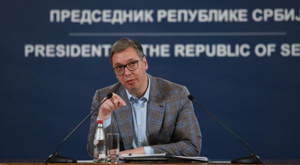 12, May, 2023, Belgrade - Addressing the public by the President of Serbia, Aleksandar Vucic, after the meeting with Miroslav Lajcak. Aleksandar Vucic.



12, maj, 2023, Beograd - Obracanje javnosti predsednika Srbije Aleksandra Vucica posle sastanka sa Miroslavom Lajcakom. Photo: Milos Tesic/ATA Images/PIXSELL