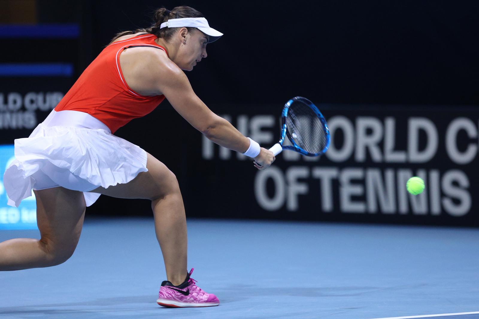 12.11.2022., dvorana Zamet, Rijeka - Billie Jean King Cup, doigravanje za plasman u najvisi rang, Hrvatska - Njemacka. Teniski mec izmedju Ane Konjuh i Jule Niemeier. Ana Konjuh Photo: Nel Pavletic/PIXSELL