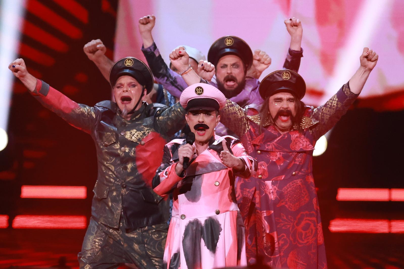 13.05. 2023., Liverpool, Engleska -  Finale  67. Eurosonga. Let 3 nastupio u finalu Eurosonga s pjesmom Mama SC. Photo: Sanjin Strukic/PIXSELL