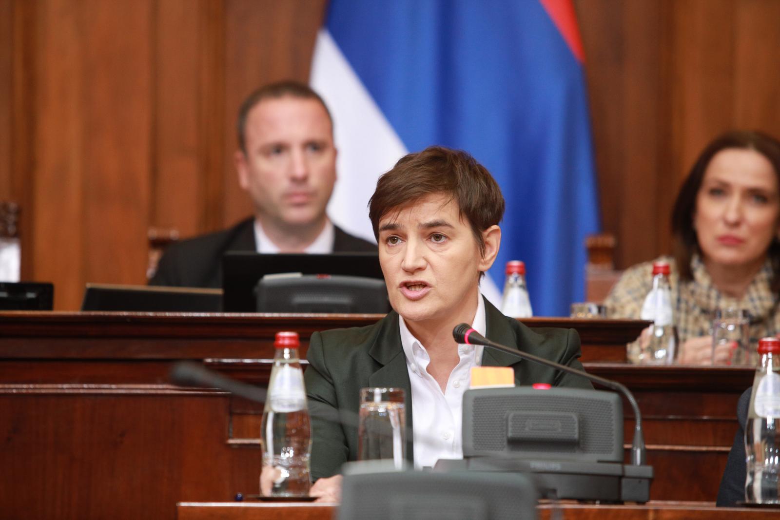 18, May, 2023, Belgrade - The President of the National Assembly Vladimir Orlic convened the Fourth Special Session of the National Assembly of the Republic of Serbia in the Thirteenth Convocation. Ana Brnabic. Photo: Milos Tesic/ATAImages

18, maj, 2023, Beograd - Predsednik Narodne skupstine Vladimir Orlic sazvao je Cetvrtu posebnu sednicu Narodne skupstine Republike Srbije u Trinaestom sazivu. Photo: Milos Tesic/ATAImages Photo: Milos Tesic/ATAImages/PIXSELL