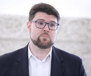 21.04.2023., Zagreb - Na konferenciji za medije  odrzanoj u Saboru o aktualnim temema govorio je Pedja Grbin.
 Photo: Patrik Macek/PIXSELL