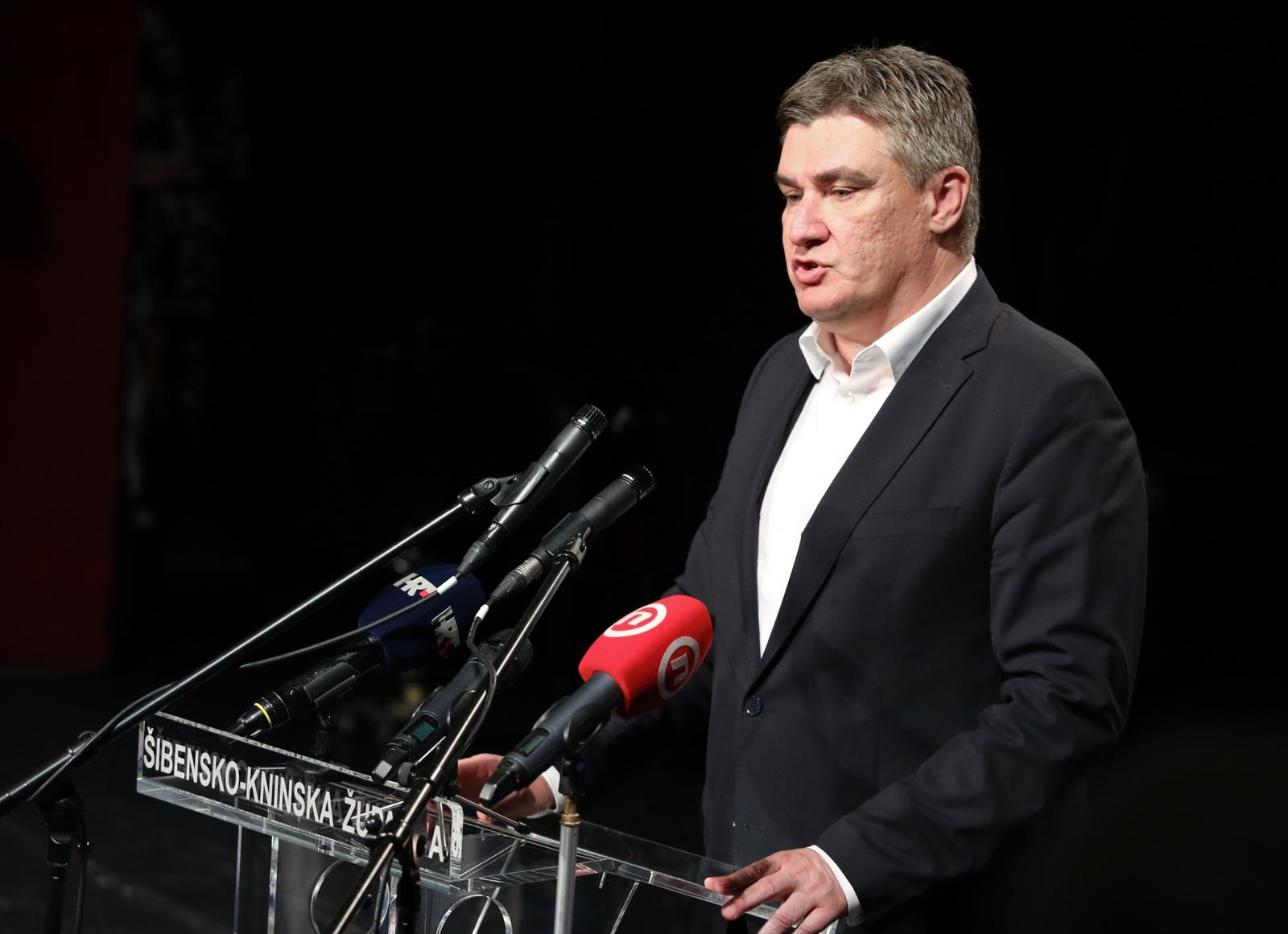22.05.2023., Sibenik - U Hrvatskom narodnom kazalistu odrzana je svecana sjednica Zupanijske skupstine povodom dana Sibensko-kninske zupanije. predsjednik RH Zoran Milanovic Photo: Dusko Jaramaz/PIXSELL