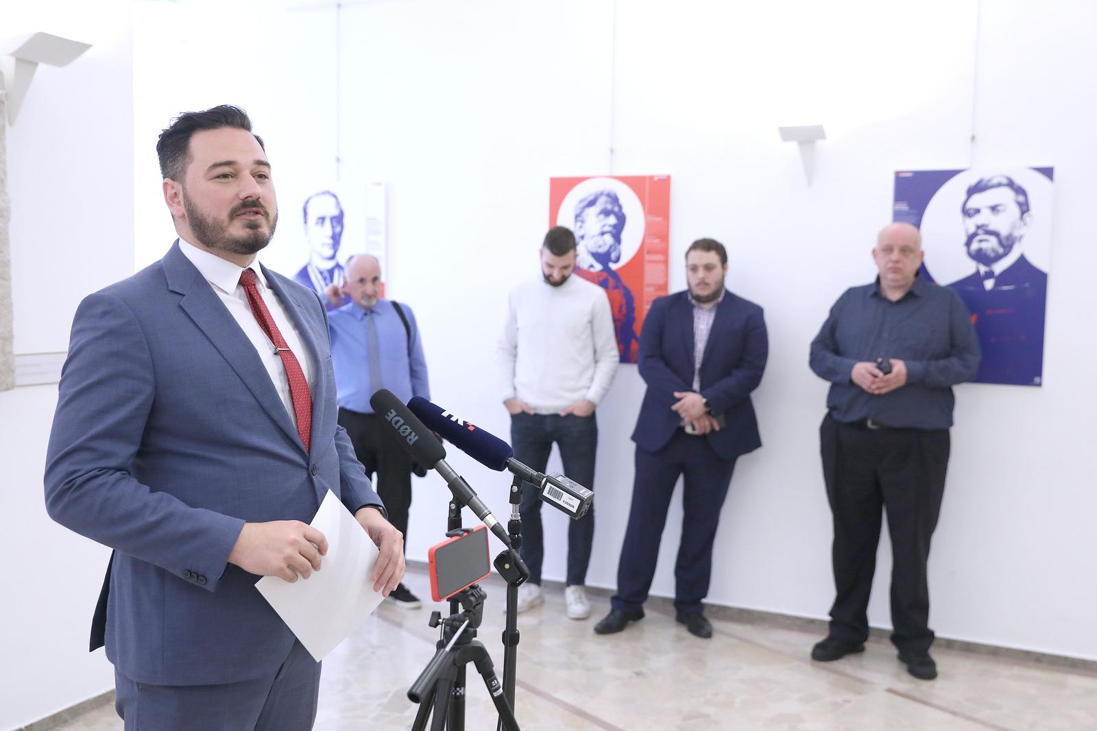 23.05.2023., Zagreb - Klub zastupnika Hrvatskih suverenista organizirao je u Saboru okrugli stol povodom obiljezavanja 200. obljetnice rodjenja Oca domovine, dr. Ante Starcevica. Sudjelovali su povjesnicari Ivan Tomljenovic, Leo Maric, Josko Pavkovic i saborski zastupnik Marko Milanovic Litre. Prije okruglog stola otvorena je prigodna izlozba. Photo: Patrik Macek/PIXSELL